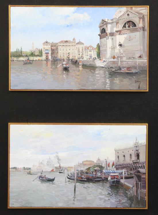 Jose Luis Checa Galindo (Spanish, b.1950) Views of Venice, 6.25 x 10.5in., framed as one